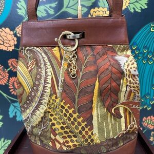 Salvatore Ferragamo Vintage Printed Canvas & Leather Tote